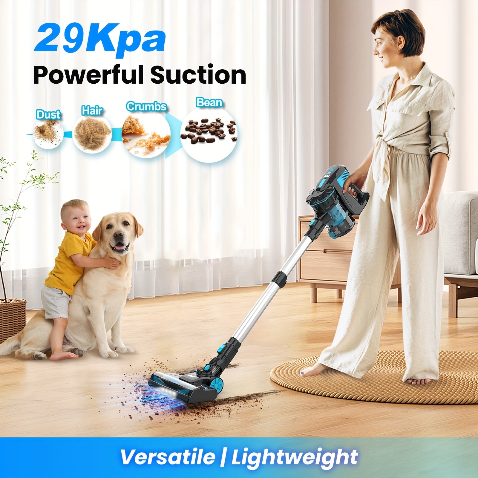 The INSE Portable Vacuum Cleaner Boasts a Strong 29KPA Suction Power, Making It Easy to Eliminate Pet Hair from Both Carpets And Wooden Floors. It Comes with an Led-Lit Nozzle And Various Attachments, Perfect for Tidying Up Car Interiors