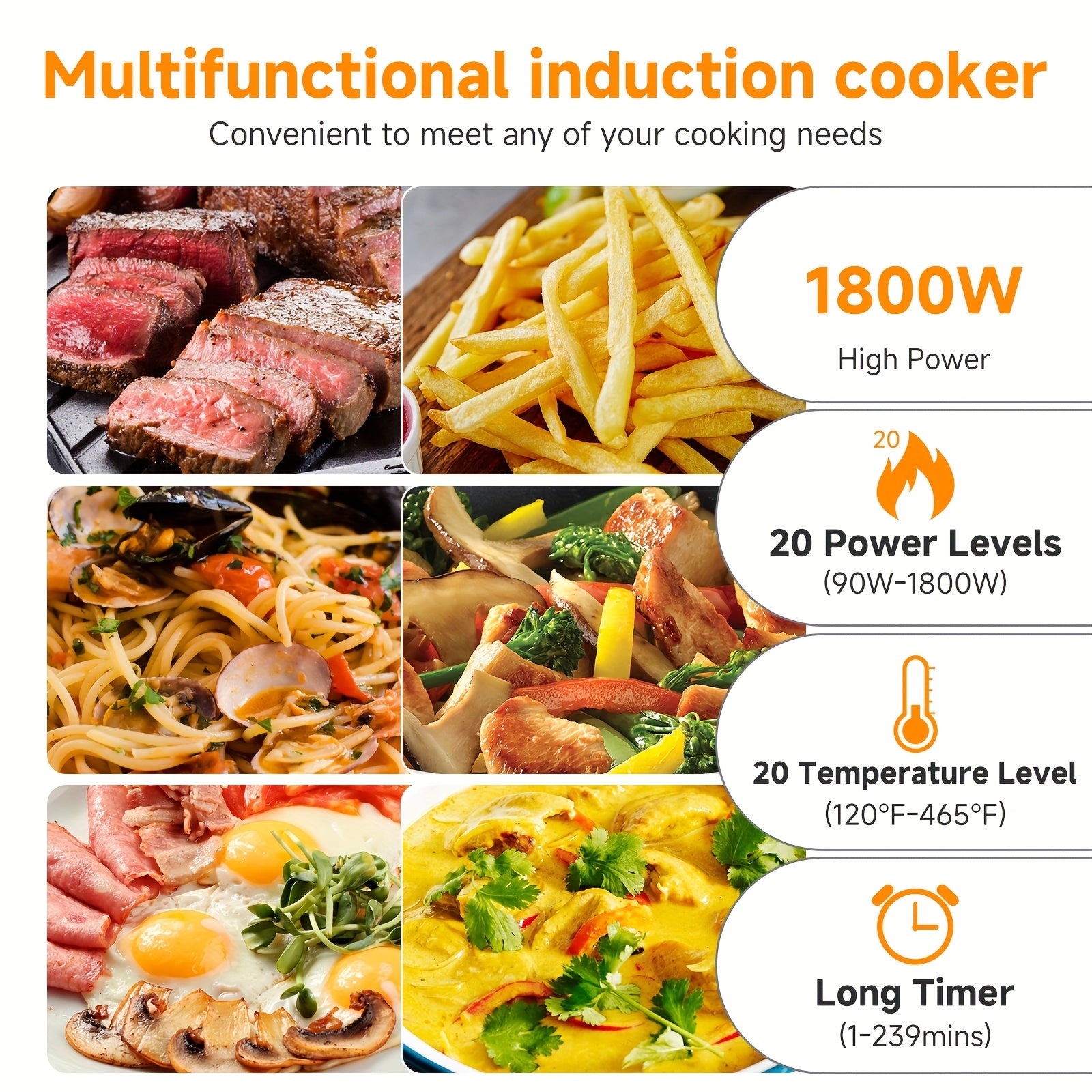 AMZCHEF 1800W Induction Cooker, Household Single Head Portable Induction Cooktop, Intelligent Touch Control, Multi Level Firepower Adjustment, with Timer And Overheating Protection Suitable for Personal Use And Gift Giving
