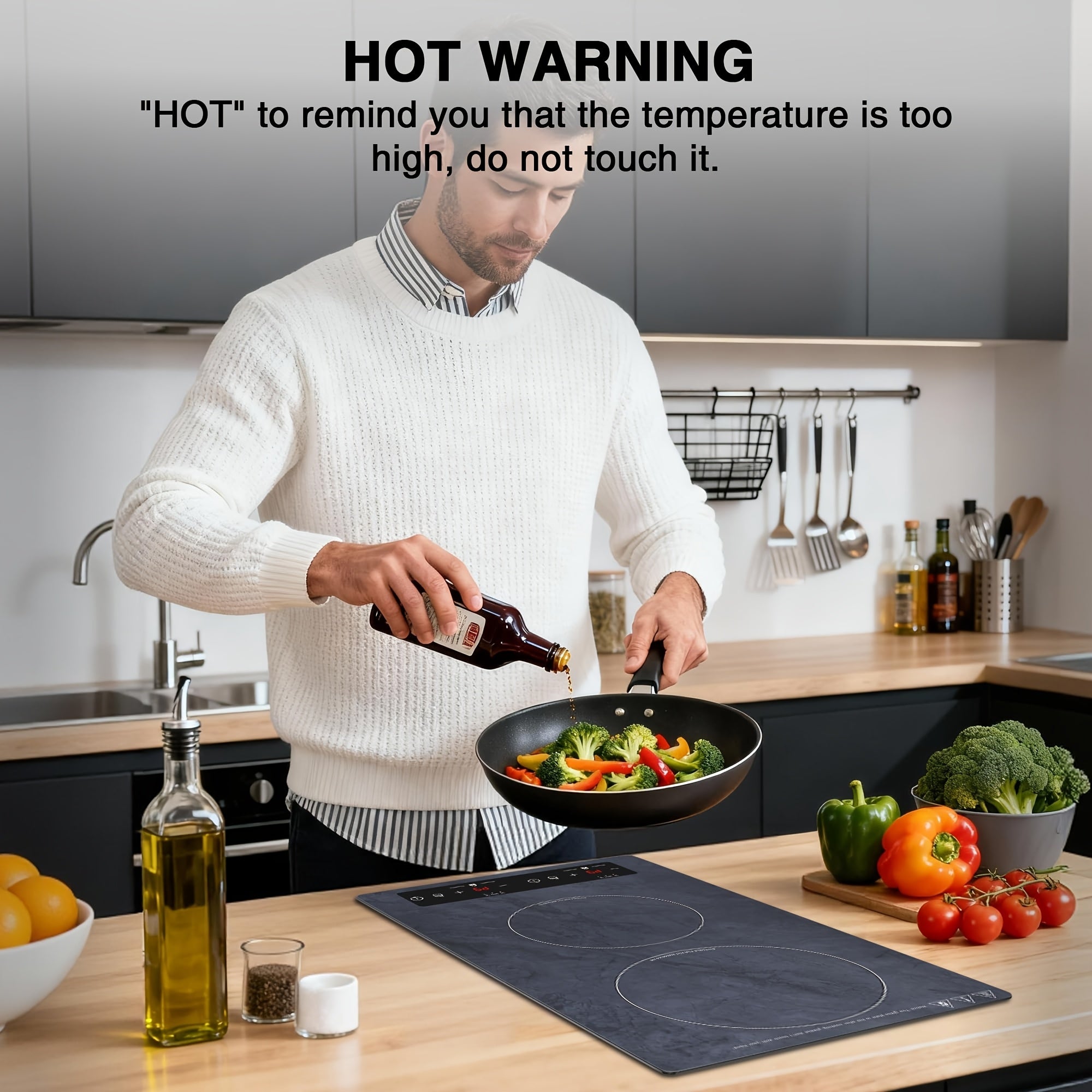 2100W Double Induction Cooktop Portable 12-Inch Electric Cooktop with 120V Induction Burner, Safety Lock, Auto Shutoff Timer, 9 Heating Levels, And Overheat Protection