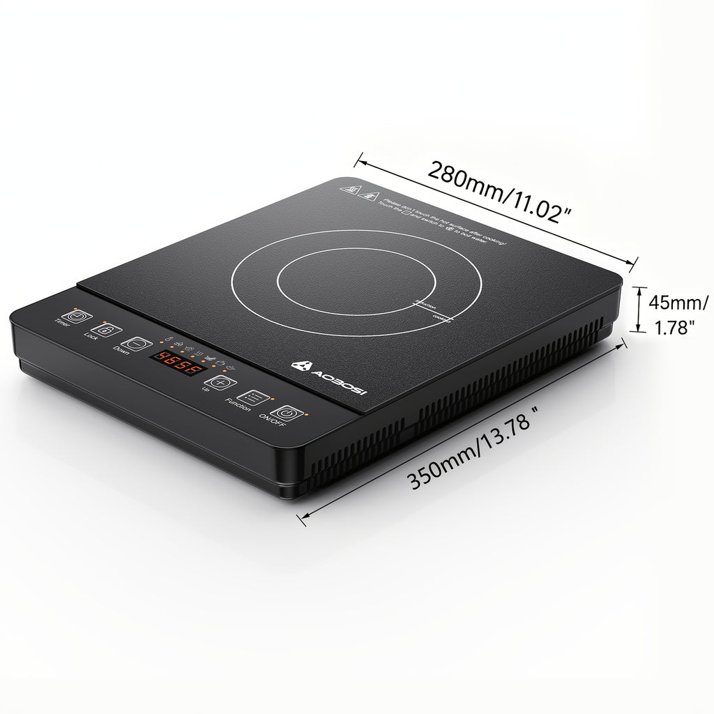 AOBOSI 1800W Portable Induction Cooker, Single-burner Countertop Induction Cooktop, LCD Screen, 17 Power Levels\u002F20 Temperature Levels, One-touch Control, with Timer And Child Lock, Keep Warm, Perfect for Christmas And Thanksgiving Gifts