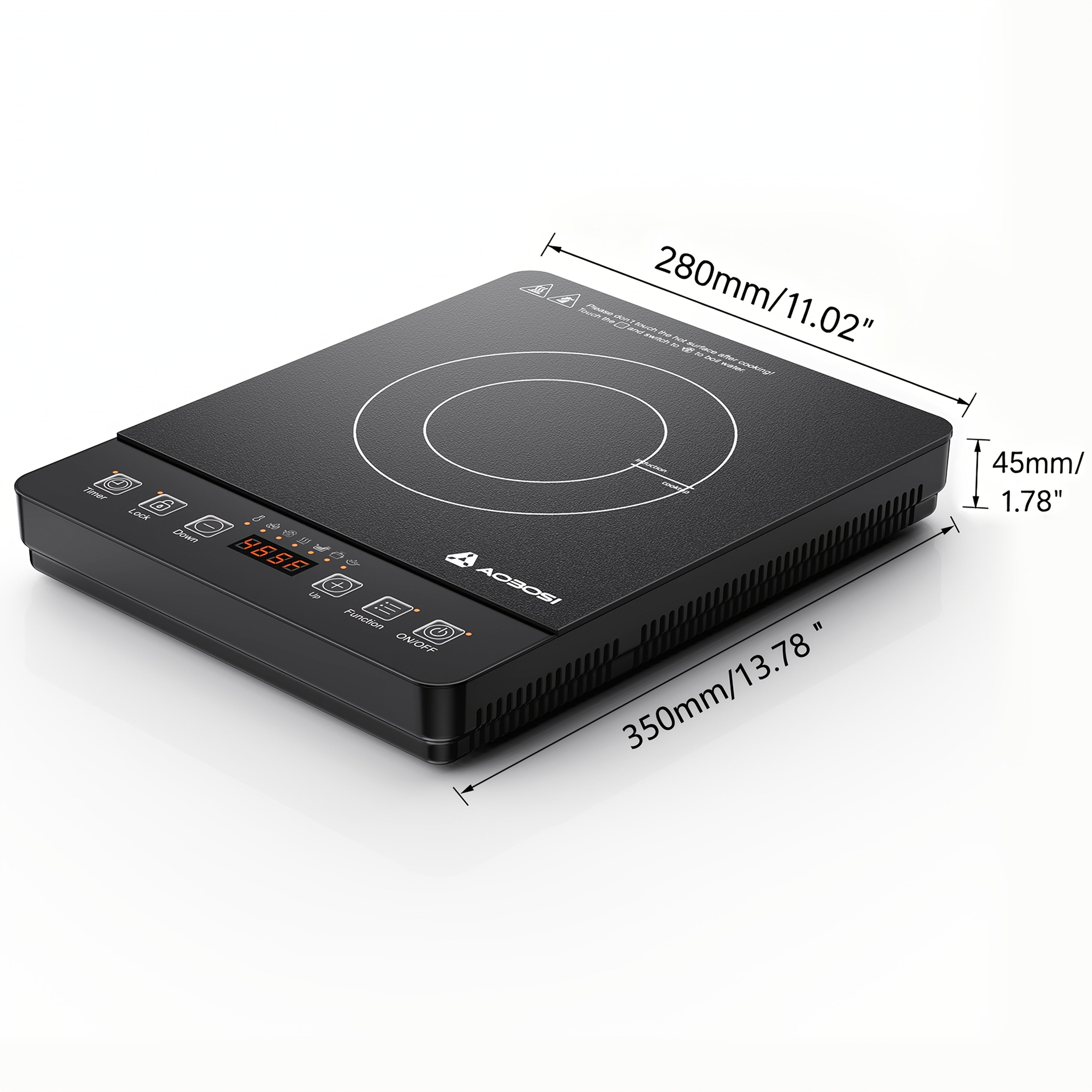 AOBOSI 1800W Portable Induction Cooker, Single-burner Countertop Induction Cooktop, LCD Screen, 17 Power Levels\u002F20 Temperature Levels, One-touch Control, with Timer And Child Lock, Keep Warm, Perfect for Christmas And Thanksgiving Gifts