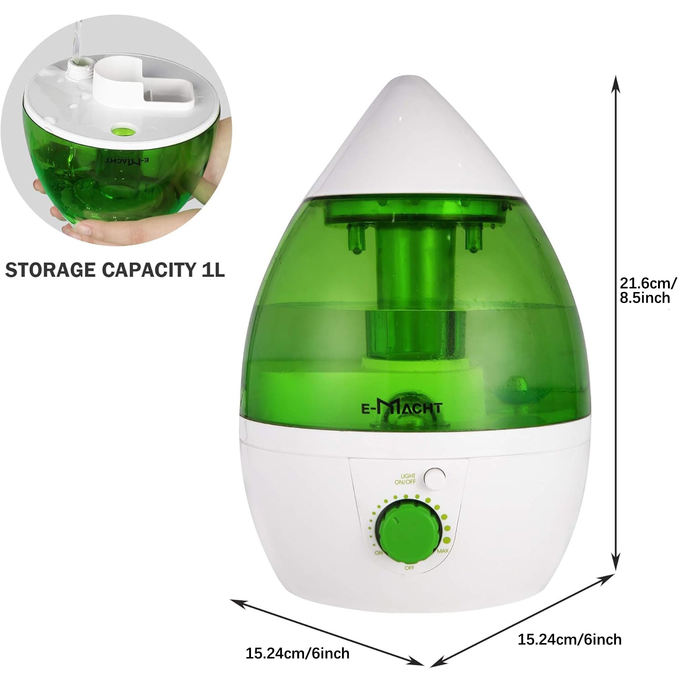 Humidifiers For Bedroom Quiet Ultrasonic Cool Mist Humidifier 37.2oz With Auto Shut-Off And Night Light Function Adjustable Mist Output, Less Than 30dB