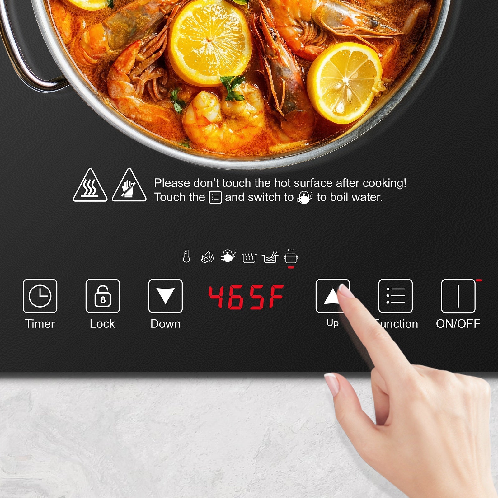 AMZCHEF 1800W Induction Cooktop, Household Single Head Portable Induction Cooker, Intelligent Touch Control, Multi Level Firepower Adjustment, with Timer And Overheating Protection