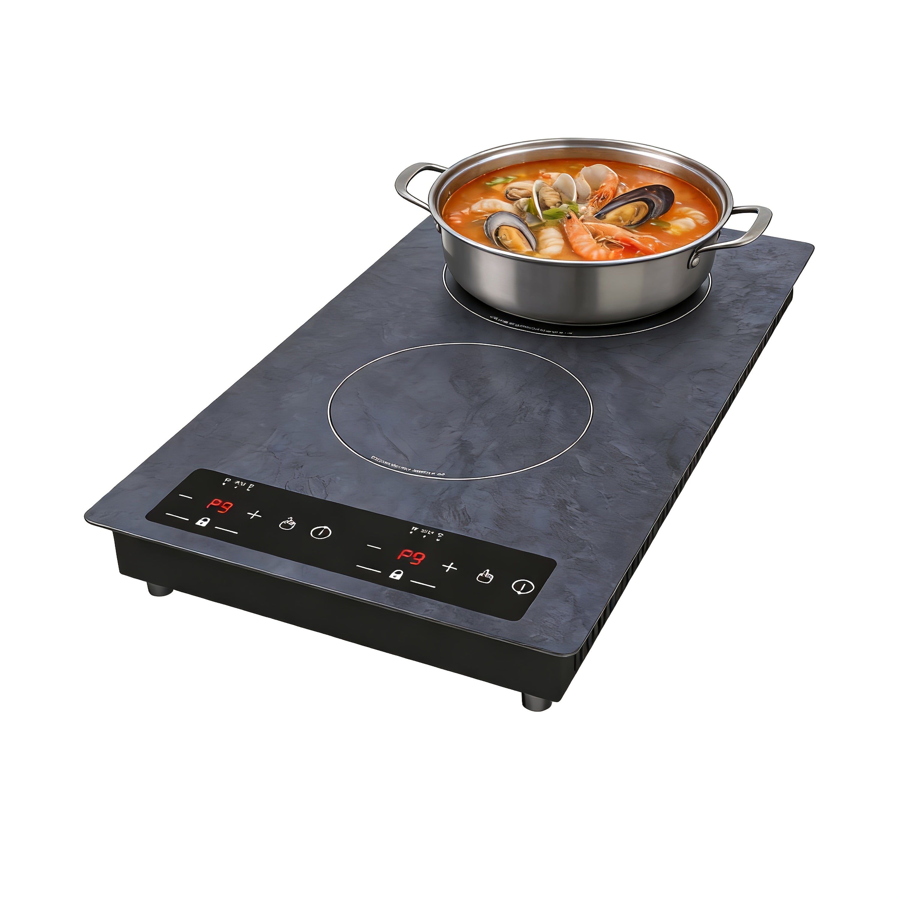 2100W Double Induction Cooktop Portable 12-Inch Electric Cooktop with 120V Induction Burner, Safety Lock, Auto Shutoff Timer, 9 Heating Levels, And Overheat Protection