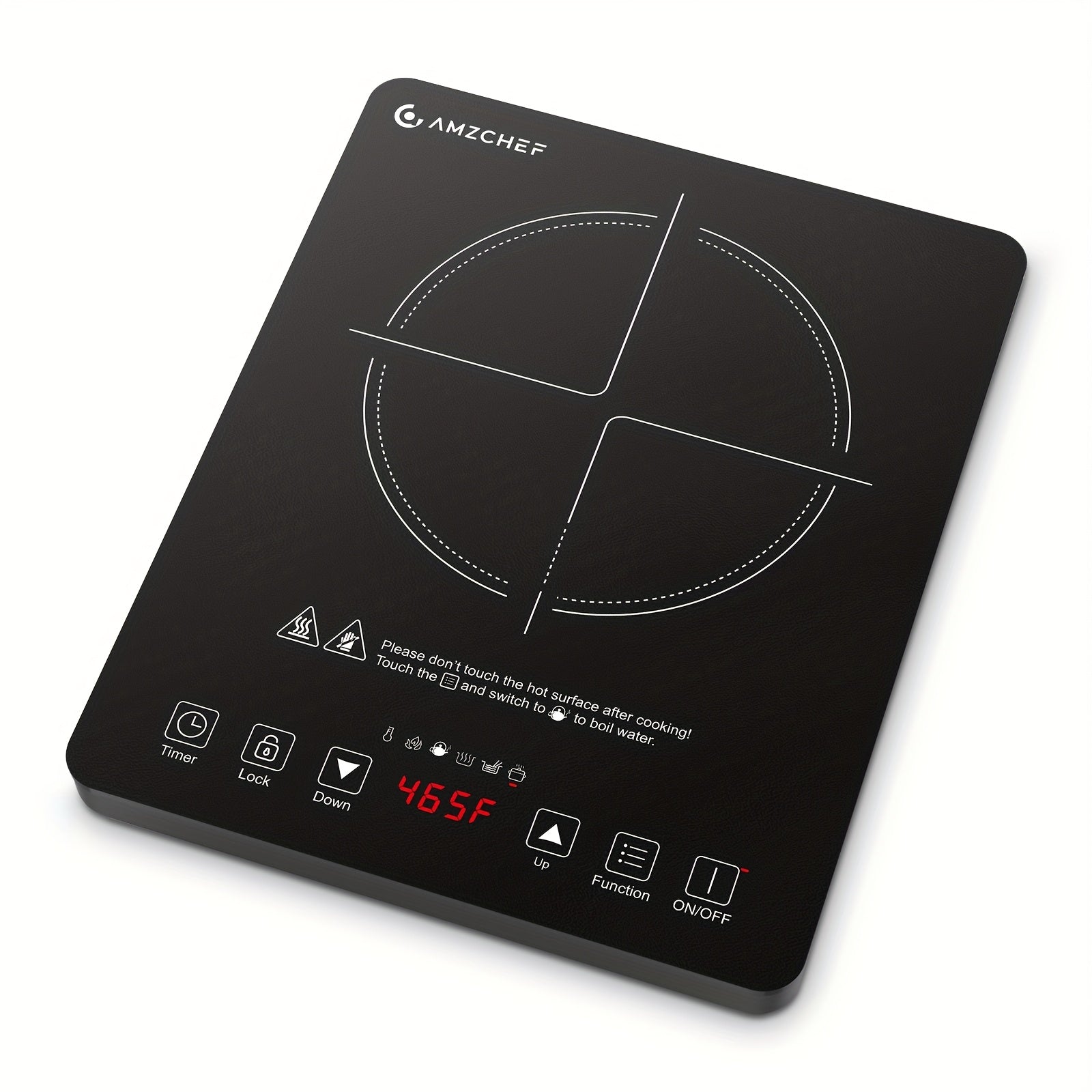 AMZCHEF 1800W Induction Cooktop, Household Single Head Portable Induction Cooker, Intelligent Touch Control, Multi Level Firepower Adjustment, with Timer And Overheating Protection