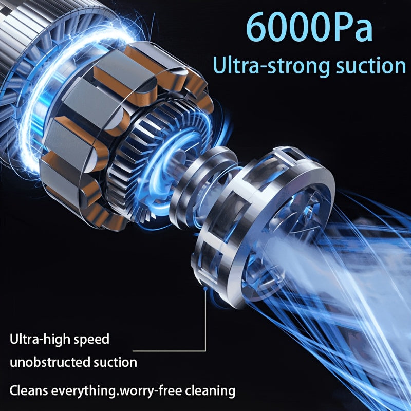 Powerful Car Vacuum Cleaner, Cordless Home Vacuum Cleaner, High Suction Car Vacuum Cleaner, Electric Home Vacuum Cleaner, Vacuum Cleaner Cleaning Kit, Rechargeable Cordless Vac, High Power 6000Pa