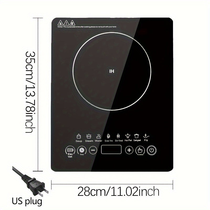 Portable Induction Cooktop Countertop Burner of Black Crystal Touch Panel, Electric Stove Burners for Cooking, Portable Stove, Hot Plates for Cooking, Electric Single Burner