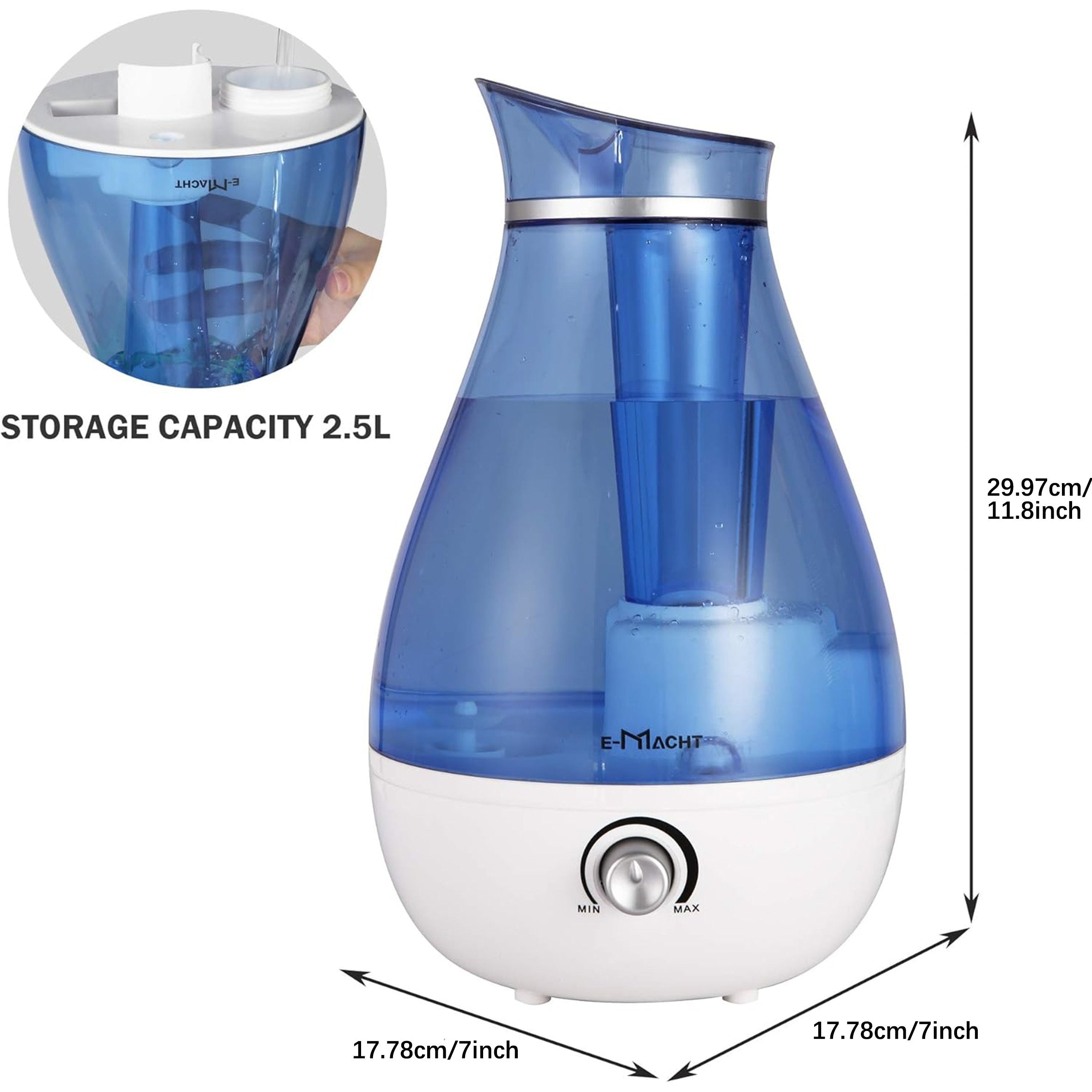 Humidifiers For Bedroom Quiet Ultrasonic Cool Mist Humidifier 37.2oz With Auto Shut-Off And Night Light Function Adjustable Mist Output, Less Than 30dB
