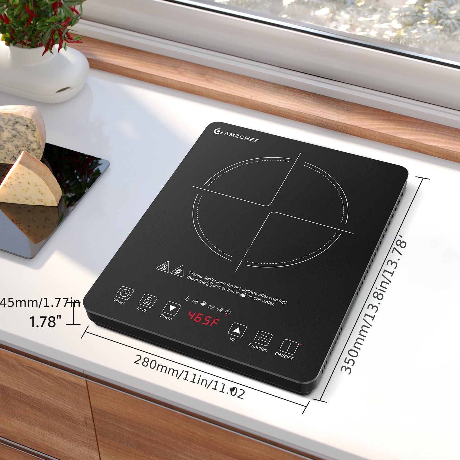 AMZCHEF 1800W Induction Cooker, Household Single Head Portable Induction Cooktop, Intelligent Touch Control, Multi Level Firepower Adjustment, with Timer And Overheating Protection Suitable for Personal Use And Gift Giving