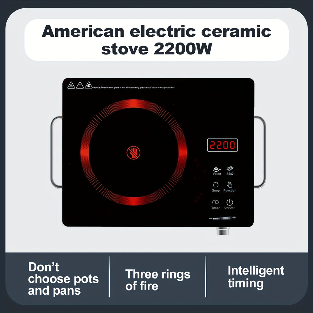Electric Ceramic Stove, 2200W Ceramic Stove - 2200W Electric Ceramic Stove Infrared Induction Cooker Home Cooktop Cooking Furnace US 110V