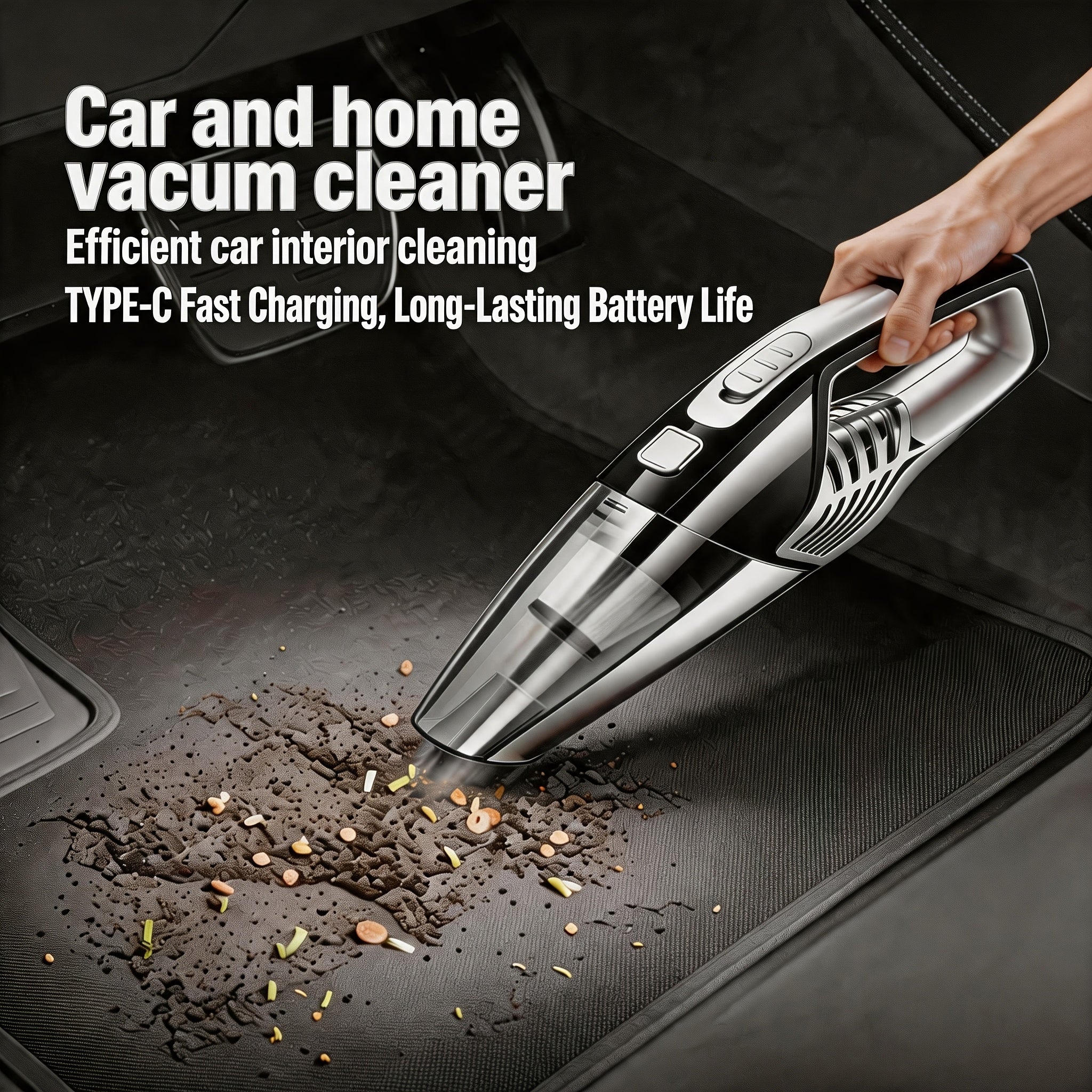 Powerful Car Vacuum Cleaner, Cordless Home Vacuum Cleaner, High Suction Car Vacuum Cleaner, Electric Home Vacuum Cleaner, Vacuum Cleaner Cleaning Kit, Rechargeable Cordless Vac, High Power 6000Pa