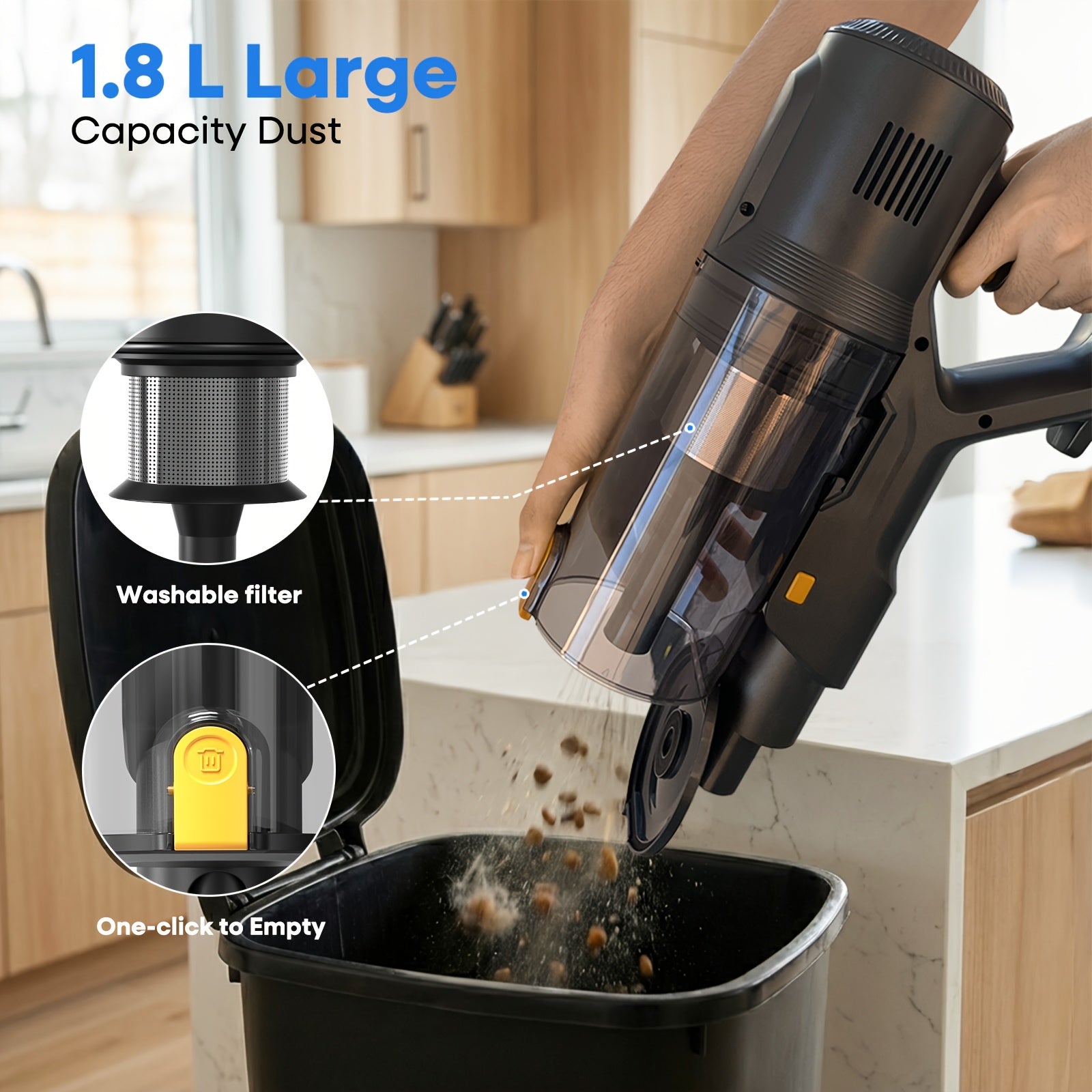 45KPA 600W Corded Vacuum Cleaner, Stick Vacuum Cleaner Corded, Vacuum Cleaner for Home, Powerful Vacuum for Carpet, Hardwood Floor, Pet Hair Vacuum Cleaner