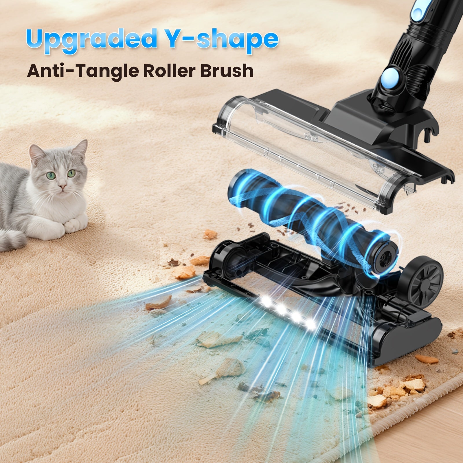 INSE Multi-Purpose Home Cordless Vacuum Cleaner 32KPa Powerful Suction Anti-Tangle Brush Head Effortlessly Removes Pet Hair Ultra-Lightweight At 2.4 Lbs LED Light Head 40-Minute Run Time Ideal for Homes, Cars, Dorm Rooms, And More