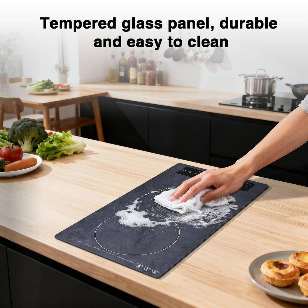2100W Double Induction Cooktop Portable 12-Inch Electric Cooktop with 120V Induction Burner, Safety Lock, Auto Shutoff Timer, 9 Heating Levels, And Overheat Protection
