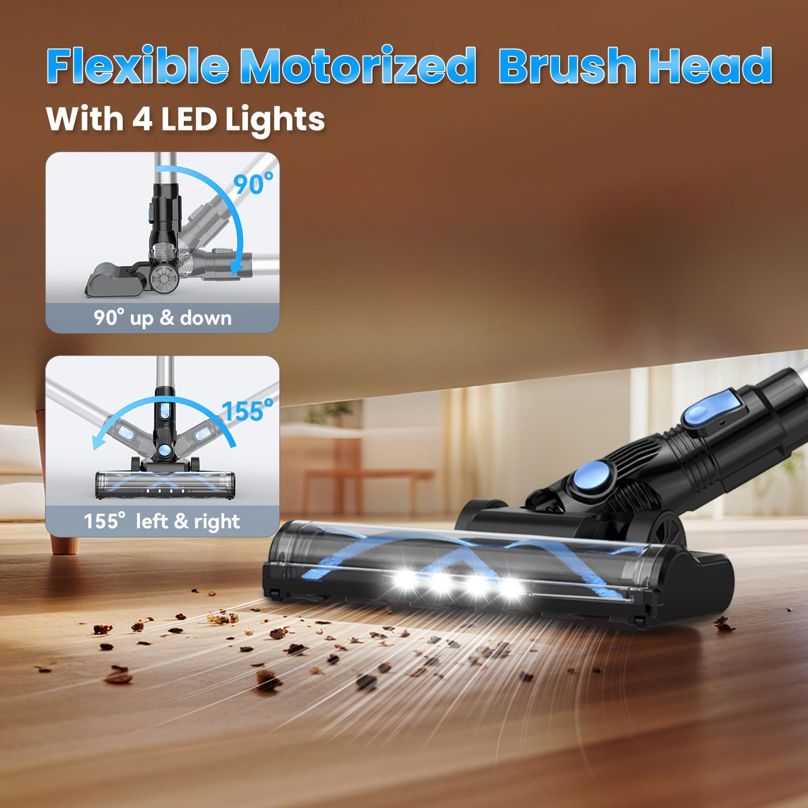 INSE Multi-Purpose Home Cordless Vacuum Cleaner 32KPa Powerful Suction Anti-Tangle Brush Head Effortlessly Removes Pet Hair Ultra-Lightweight At 2.4 Lbs LED Light Head 40-Minute Run Time Ideal for Homes, Cars, Dorm Rooms, And More