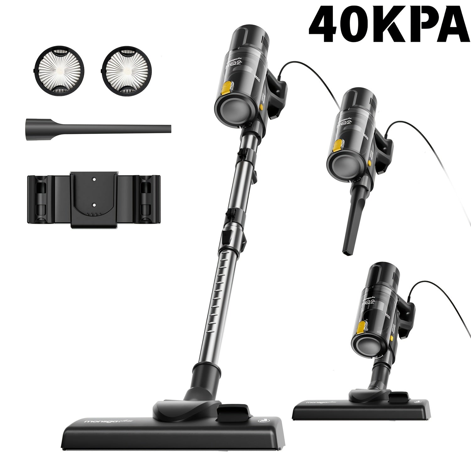 40KPA 600W Stick Vacuum Cleaner Corded, Corded Vacuum for Home Cleaning, Lightweight Vacuum Cleaner, Carpet Vacuum, Hard Floor Vacuum, Pet Hair Vacuum