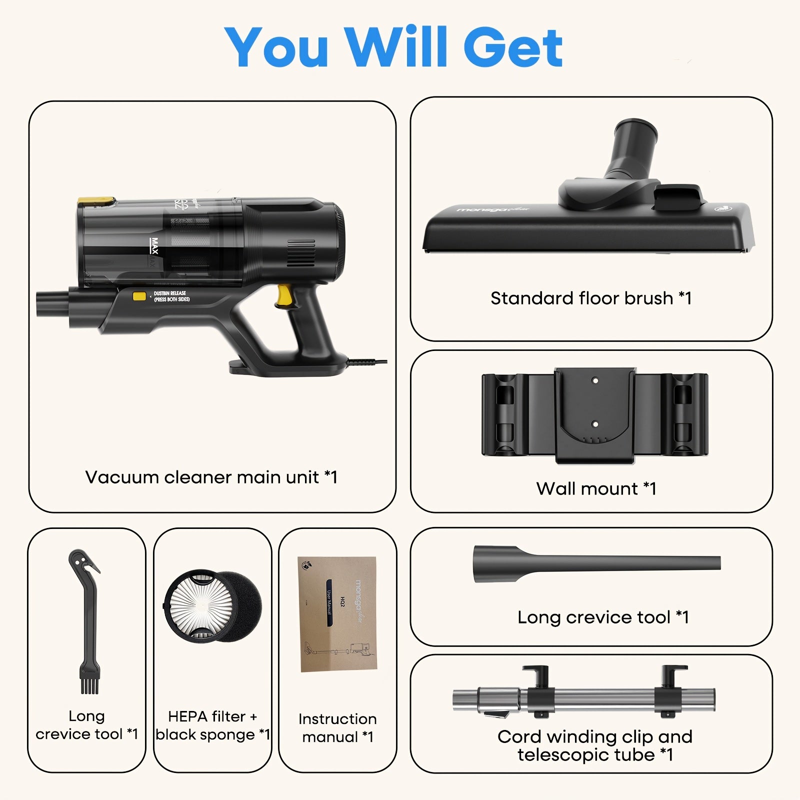 40KPA 600W Stick Vacuum Cleaner Corded, Corded Vacuum for Home Cleaning, Lightweight Vacuum Cleaner, Carpet Vacuum, Hard Floor Vacuum, Pet Hair Vacuum