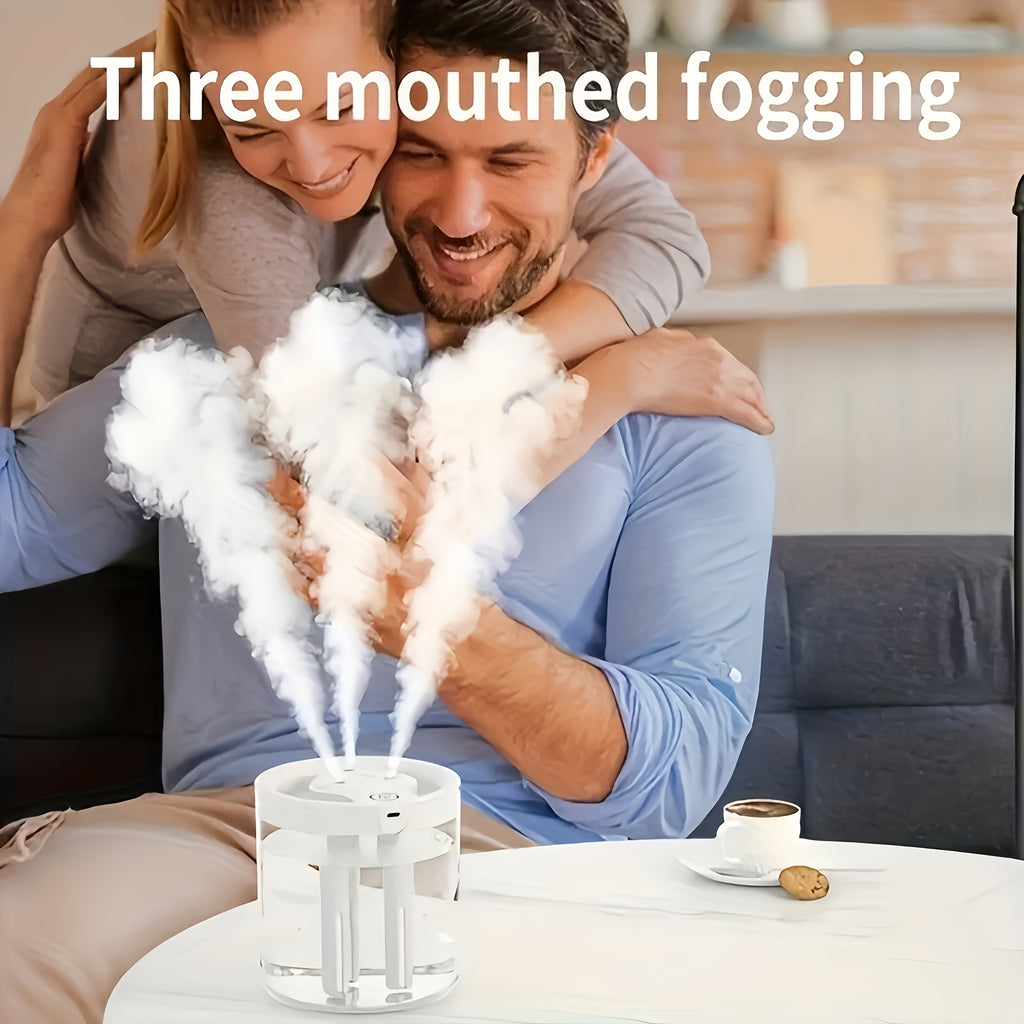 1pc Desktop Aroma Relax Humidifier, 3 Mist Ports, High Capacity, Made of Plastic Material, Suitable for Bedrooms and Offices, Desktop Design, Operating Voltage ≤ 36V