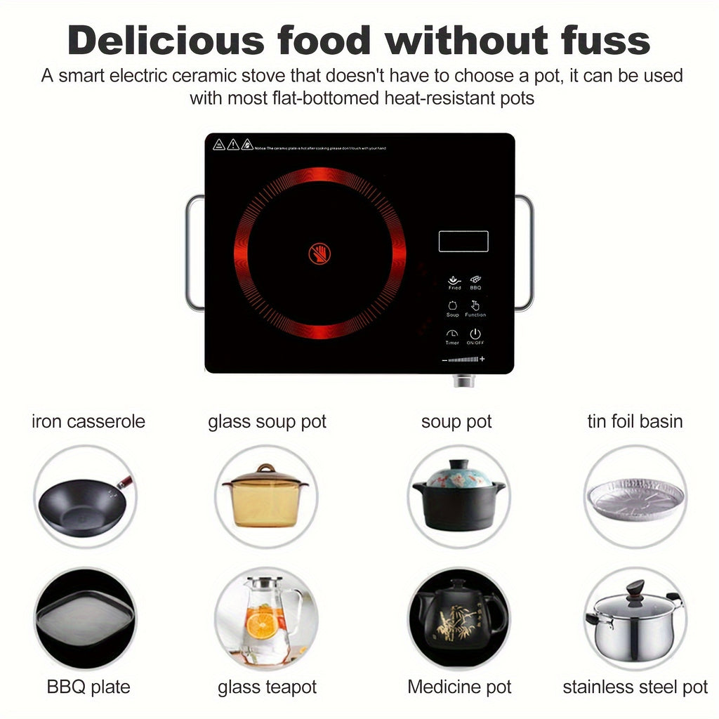 Electric Ceramic Stove, 2200W Ceramic Stove - 2200W Electric Ceramic Stove Infrared Induction Cooker Home Cooktop Cooking Furnace US 110V