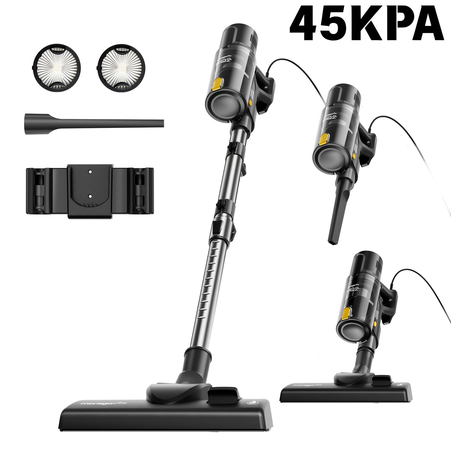 45KPA 600W Corded Vacuum Cleaner, Stick Vacuum Cleaner Corded, Vacuum Cleaner for Home, Powerful Vacuum for Carpet, Hardwood Floor, Pet Hair Vacuum Cleaner